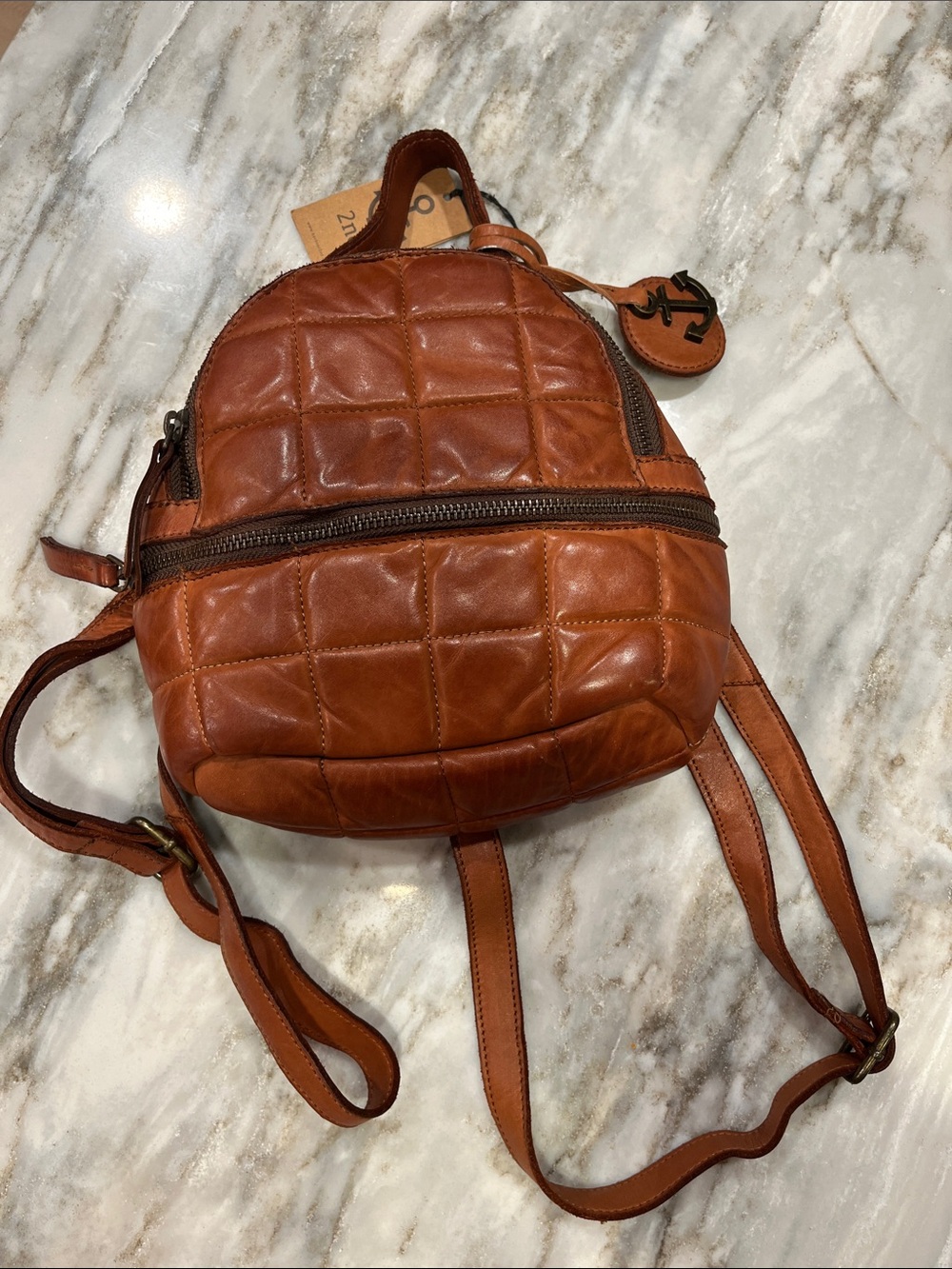 Quilted Brown Leather Mini Backpack Harbour 2nd
